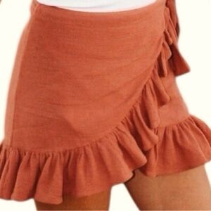 Zara Textured Cotton Wrap Skirt Ruffle Hem As Seen on TikTok Coachella NWT